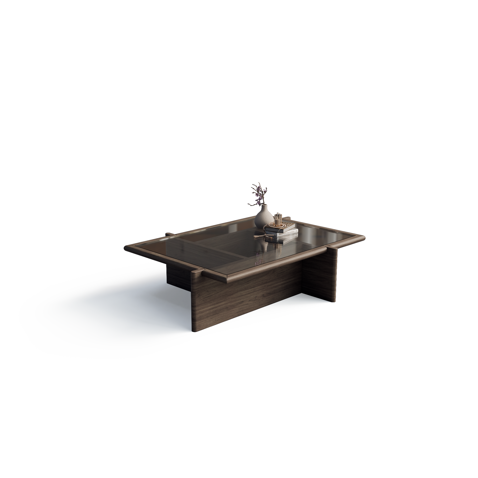 Vitti Vista Coffee Tables in Glass Dark Wood 1 Seater | Luxury Furniture India