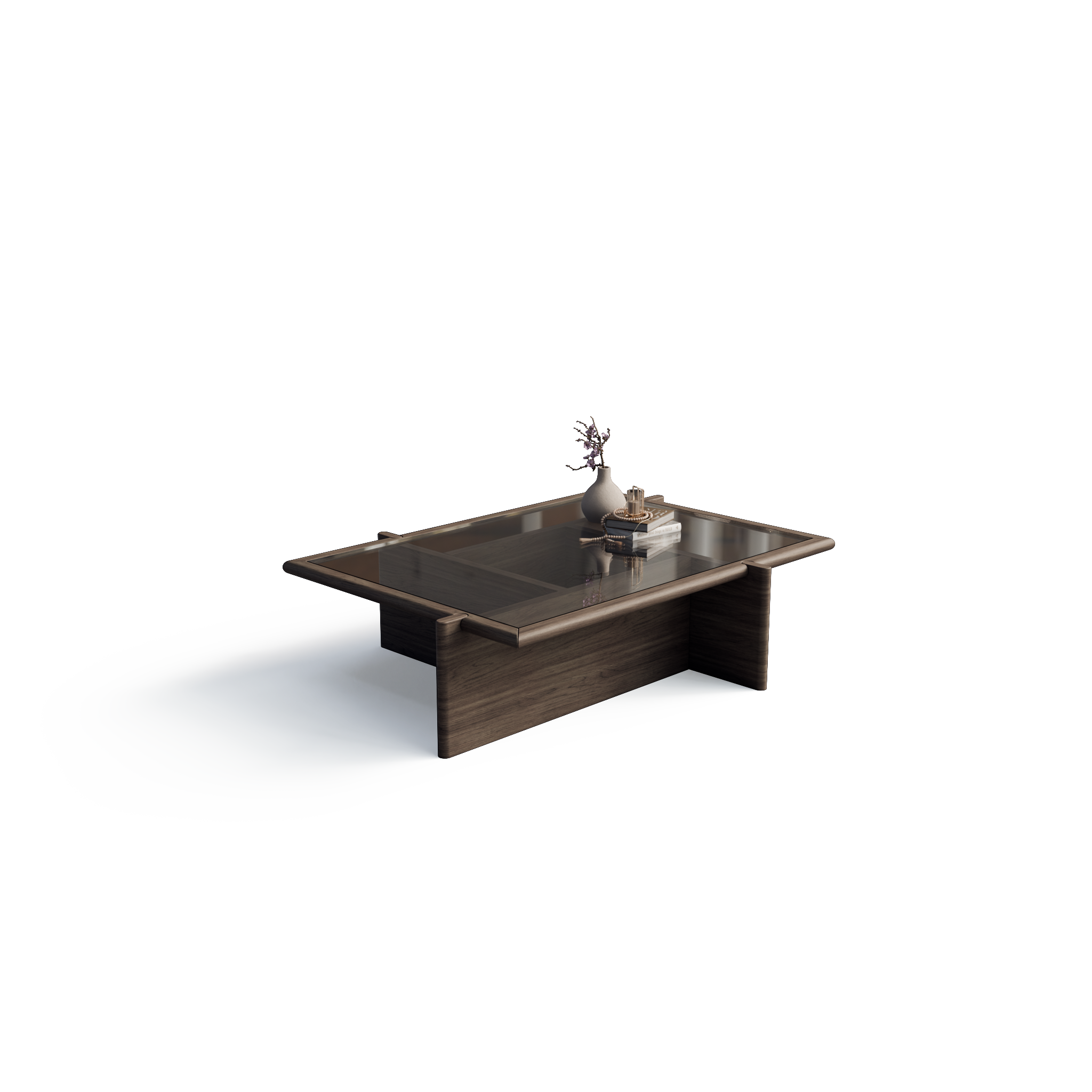Vitti Vista Coffee Tables in Glass Dark Wood 1 Seater | Luxury Furniture India