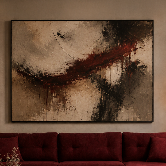 Abstract Red & Black Wall Art