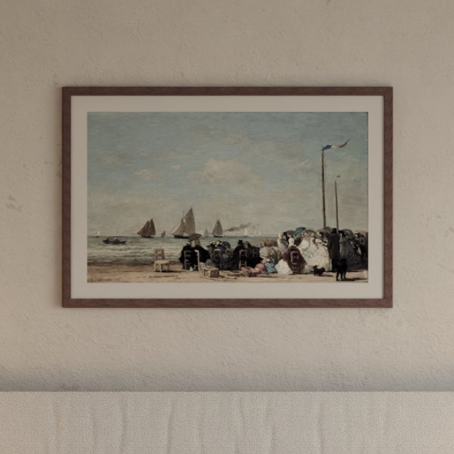 Vintage Beach Scene Canvas Art